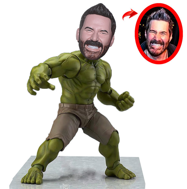 Custom Hulk Bobblehead From Your Photo, Personalized Hulk Action Figure