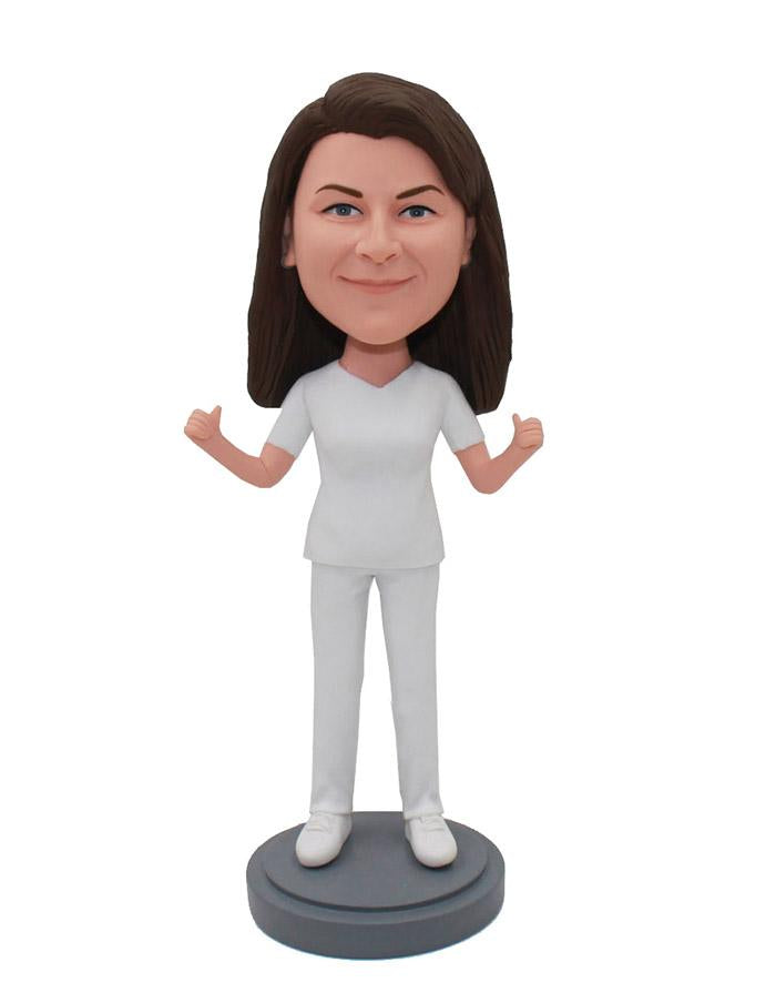 Custom Bobblehead Thumbs Up Women, Make Your Own Bobblehead That Looks Like You - Abobblehead.com