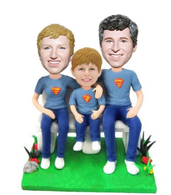 Custom Family Bobbleheads, Father Mother and Son Bobbleheads Family of Three - Abobblehead.com