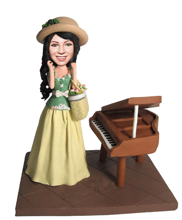 Custom Bobbleheads Girl With Piano From Your Picture - Abobblehead.com
