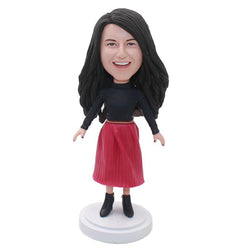 Create Your Own Bobblehead, Custom Girl Bobblehead In Skirt - Abobblehead.com
