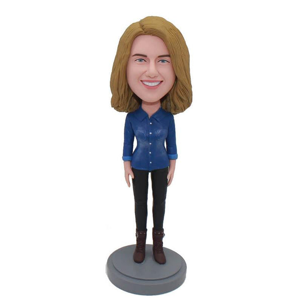 Custom Jeans Bobbleheads Doll That Look Like You, Gifts For Girlfriend Birthday - Abobblehead.com