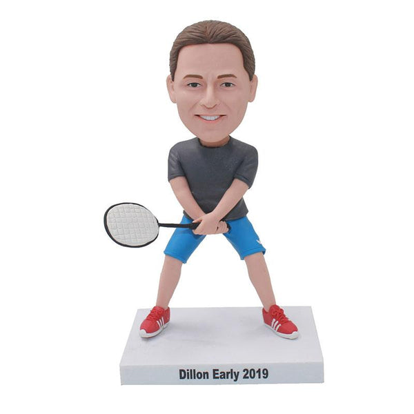 Custom Bobble Head Badminton Figurines Of Yourself, Custom Bobbleheads Playing Tennis - Abobblehead.com
