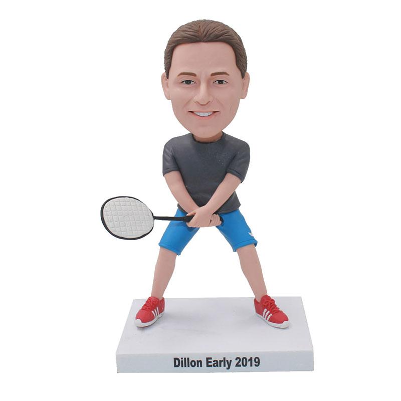 Custom Bobble Head Badminton Figurines Of Yourself, Custom Bobbleheads Playing Tennis - Abobblehead.com
