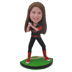 Custom Bobbleheads Baseball Girl Best Gift For Young Baseball Player - Abobblehead.com