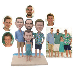 Custom Four People Bobbleheads From Photos, Custom Family Bobbleheads - Abobblehead.com