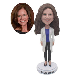 Personalized Female Doctor Statues, Personalized Action Figure Doctor, Custom Doctor Figurine - Abobblehead.com