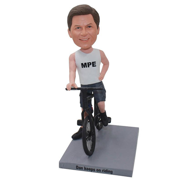 Custom Bicycle Bobbleheads That Look Like You, Personalized Bobblehead Riding Bike - Abobblehead.com