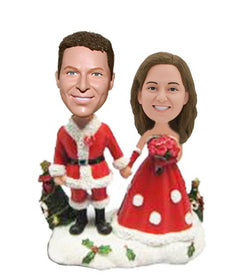 Custom Wedding Couple Bobblehead For Christmas, Personalized Christmas Wedding Cake Topper - Abobblehead.com