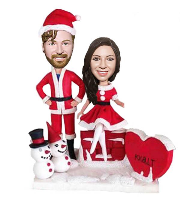 Custom Christmas Couple Bobbleheads Dolls, Christmas Gifts For Someone that Loves Himself - Abobblehead.com