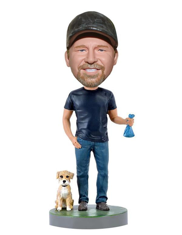 Custom Bobbleheads Man and Dog From Photo - Abobblehead.com