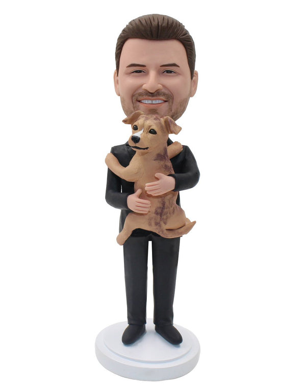 Custom Bobble Head People And Pets, Custom Bobblehead With Dog From Photo - Abobblehead.com