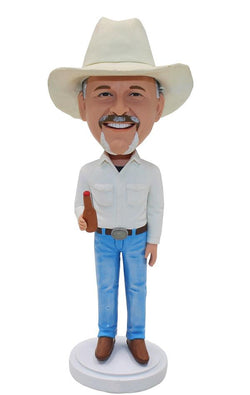 Custom Cowboy Bobbleheads With Beer Bottle Gifts For Men - Abobblehead.com