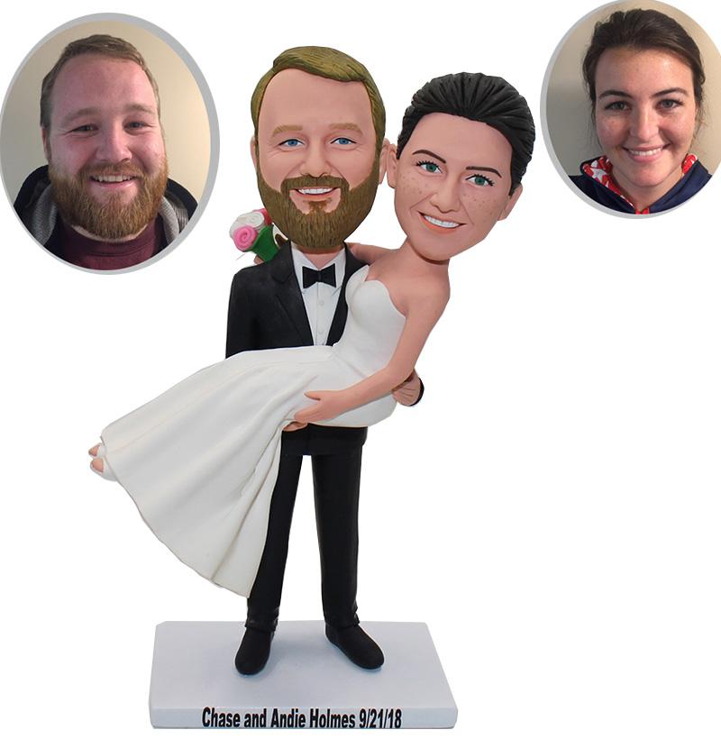 Personalized Bride and Groom Cake Topper, Custom Wedding Cake Toppers Bobbleheads Gifts for Wedding - Abobblehead.com