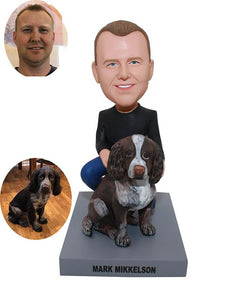 Custom Bobblehead Man With Dog, Custom Bobblehead That Looks Like You And Your Dog - Abobblehead.com