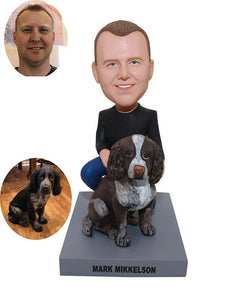 Custom Bobblehead Man With Dog, Custom Bobblehead That Looks Like You And Your Dog - Abobblehead.com