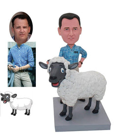 Custom Bobblehead Male With Sheep From Photos That Look Like You And Your Sheep - Abobblehead.com