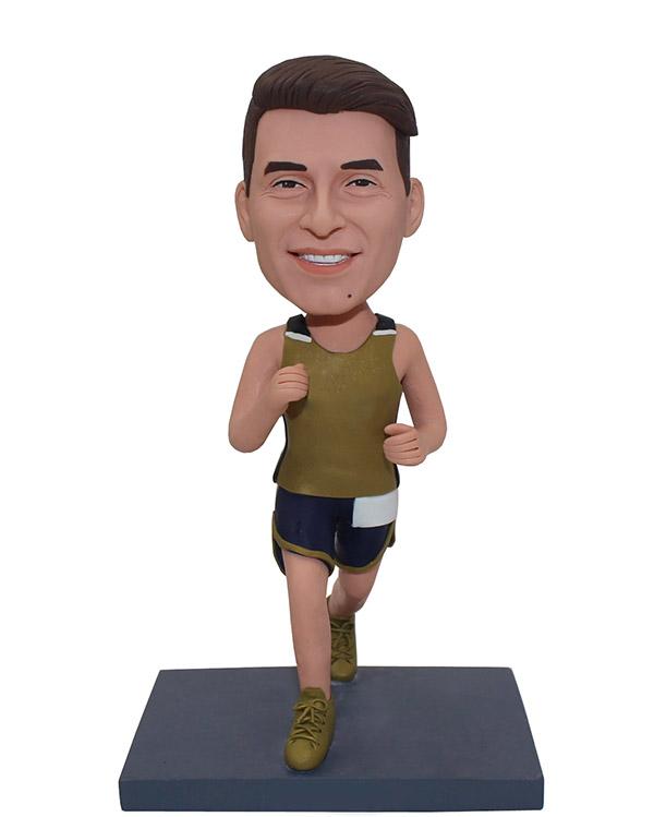 Custom Bobblehead Running, Personalized Male Runner Bobblehead, Marathon Athletes Bobblehead - Abobblehead.com