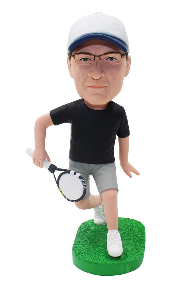 Custom Bobblehead Playing Tennis Doll, Custom Male Tennis Bobblehead - Abobblehead.com