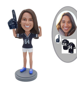 Personalized Sports Fan Bobblehead, Personalized Bobblehead Football Fan Girl - Abobblehead.com