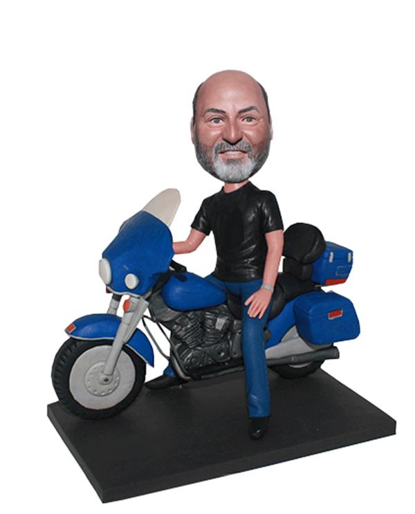 Personalized Motorcycle Bobblehead, Custom Father Bobblehead On A Motorcycle - Abobblehead.com