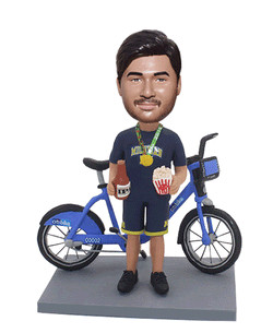 Custom Bicycle Bobbleheads That Look Like You, Personalized Bobblehead With Bicycle - Abobblehead.com