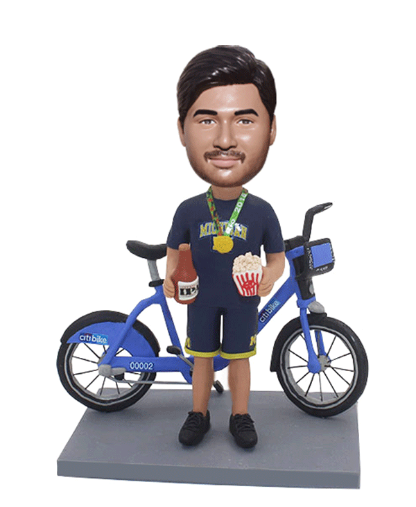 Custom Bicycle Bobbleheads That Look Like You, Personalized Bobblehead With Bicycle - Abobblehead.com