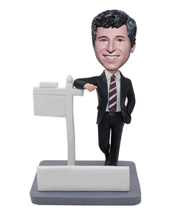 Custom Bobblehead Business Card Holder, Personalized Bobblehead With Company Logo - Abobblehead.com